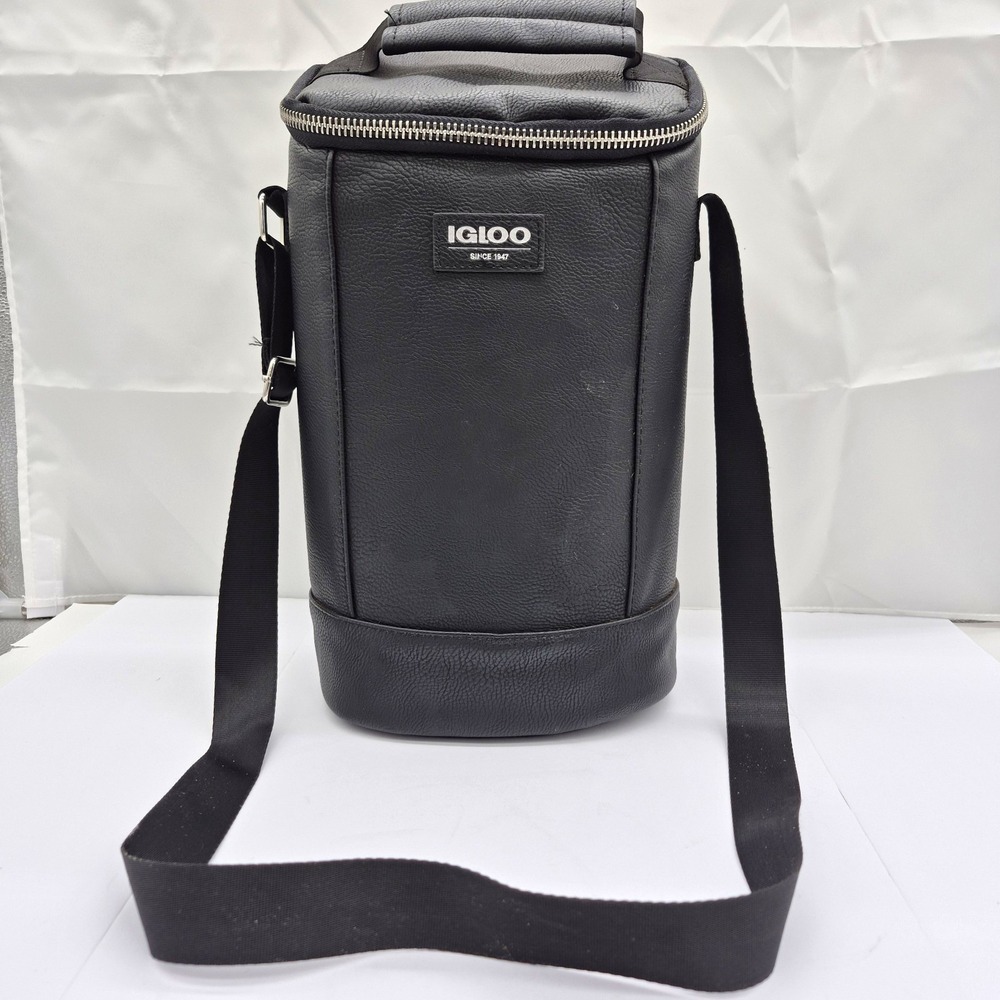 Igloo 2 Bottle Insulated Wine Cooler Bag Black Adjustable Shoulder Strap Handle